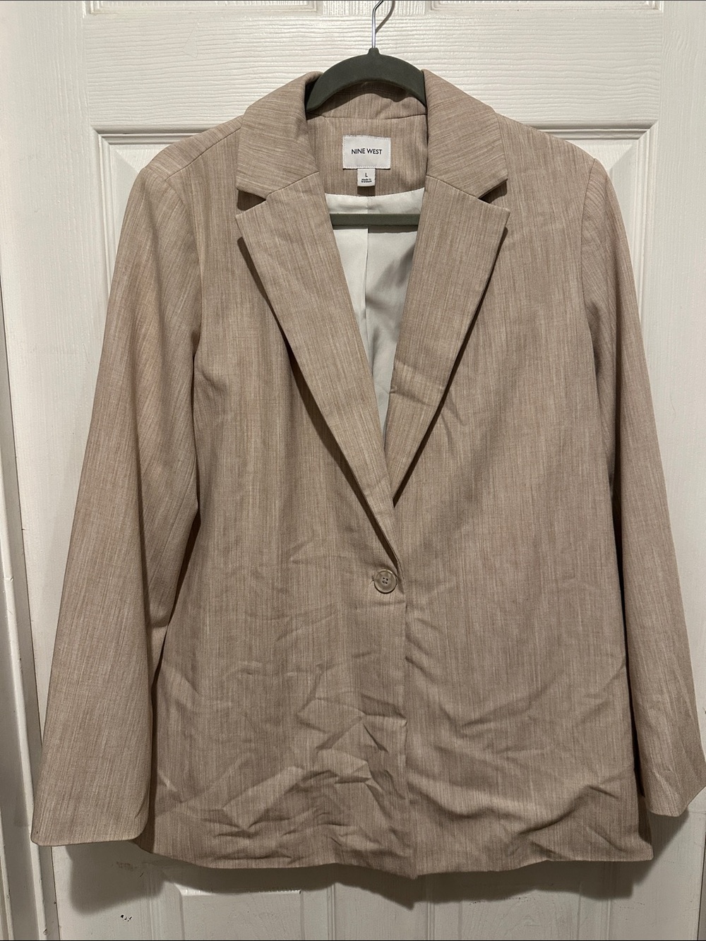 Nine West Light Taupe Single-Button Blazer